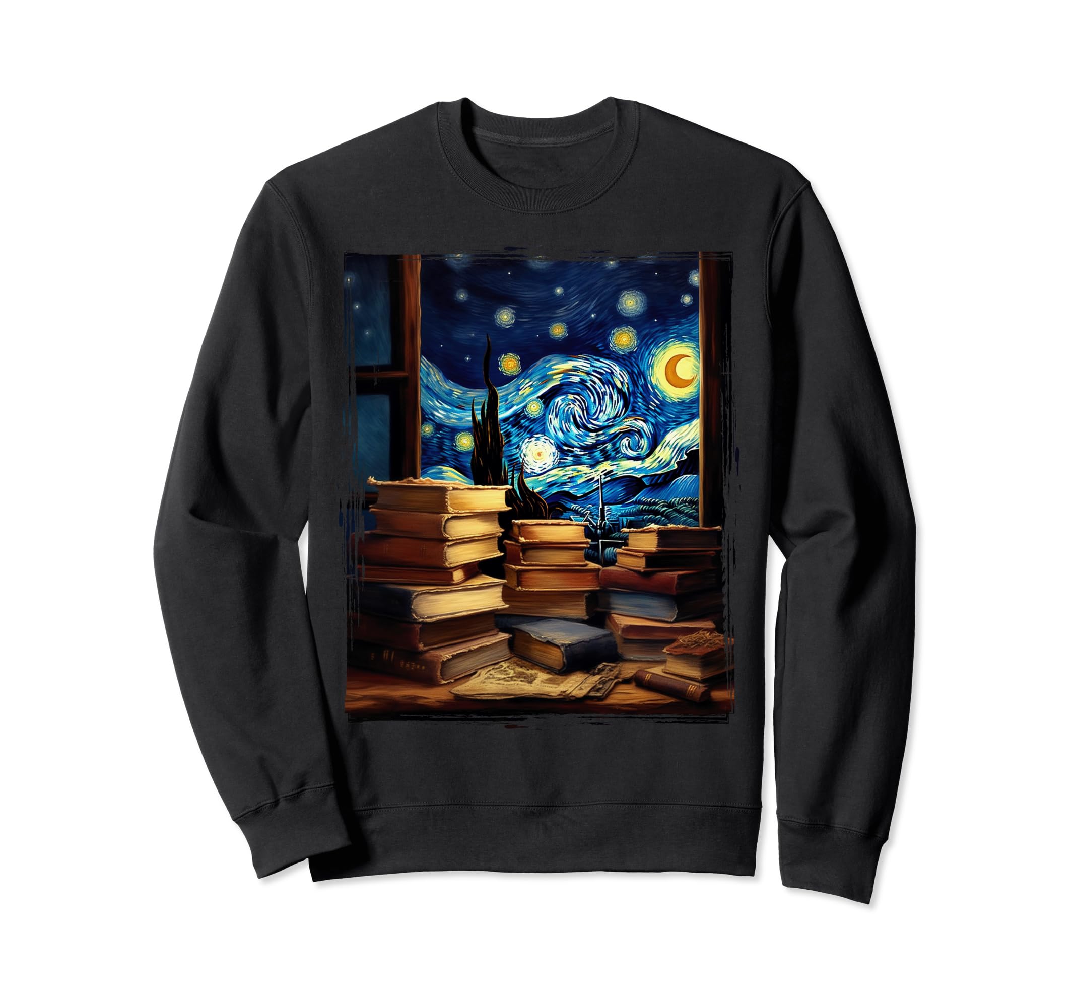 Books Van Gogh Reading Book Lover Sweatshirt - Graphic Print Men Women - T-Shirt, Sweatshirt, Hoodie