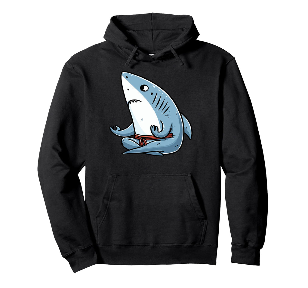 Meditation Shark Yoga Pose Relaxing Hoodie - Fun Novelty Design Men Women - T-Shirt, Sweatshirt, Hoodie