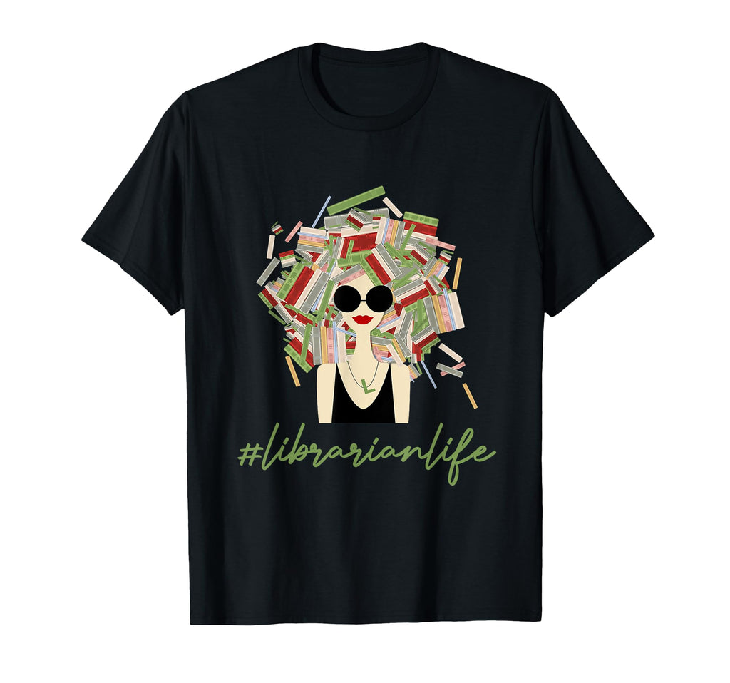 Funny Book Worm Librarian Messy Hair T-Shirt - Custom Art Print for Adults - T-Shirt, Sweatshirt, Hoodie