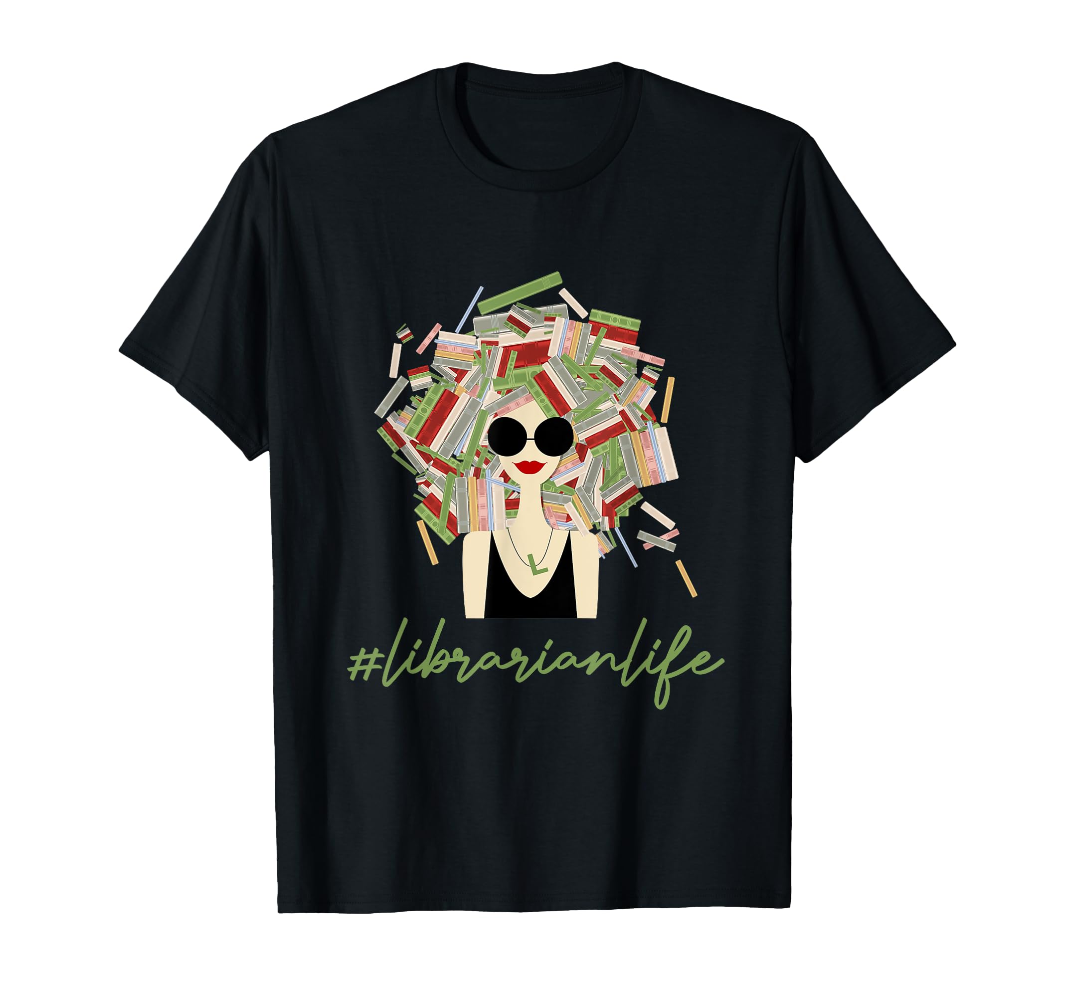 Funny Book Worm Librarian Messy Hair T-Shirt - Custom Art Print for Adults - T-Shirt, Sweatshirt, Hoodie