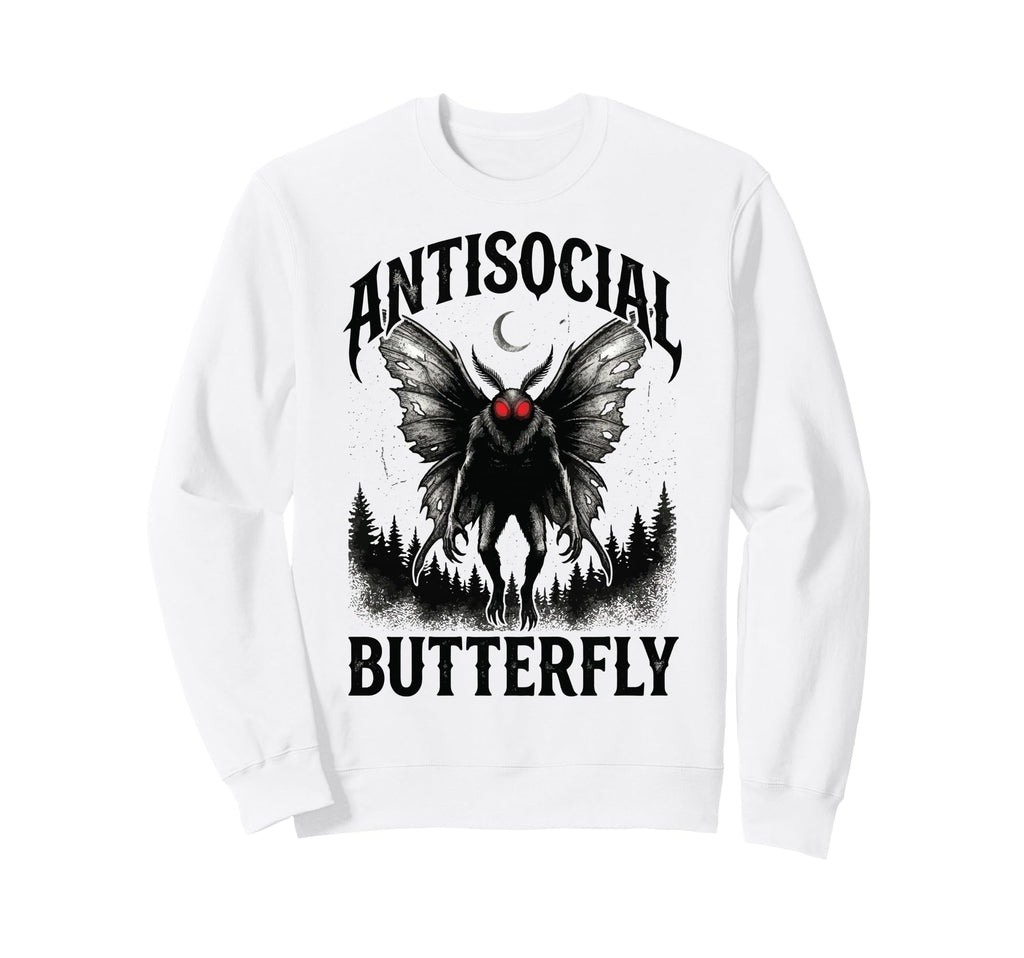 Antisocial Butterfly Sweatshirt - Minimalist Print for Adults - T-Shirt, Sweatshirt, Hoodie