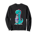 Dinosaur Book Reading Books Bookworm Sweatshirt - Custom Art Print Unisex - T-Shirt, Sweatshirt, Hoodie