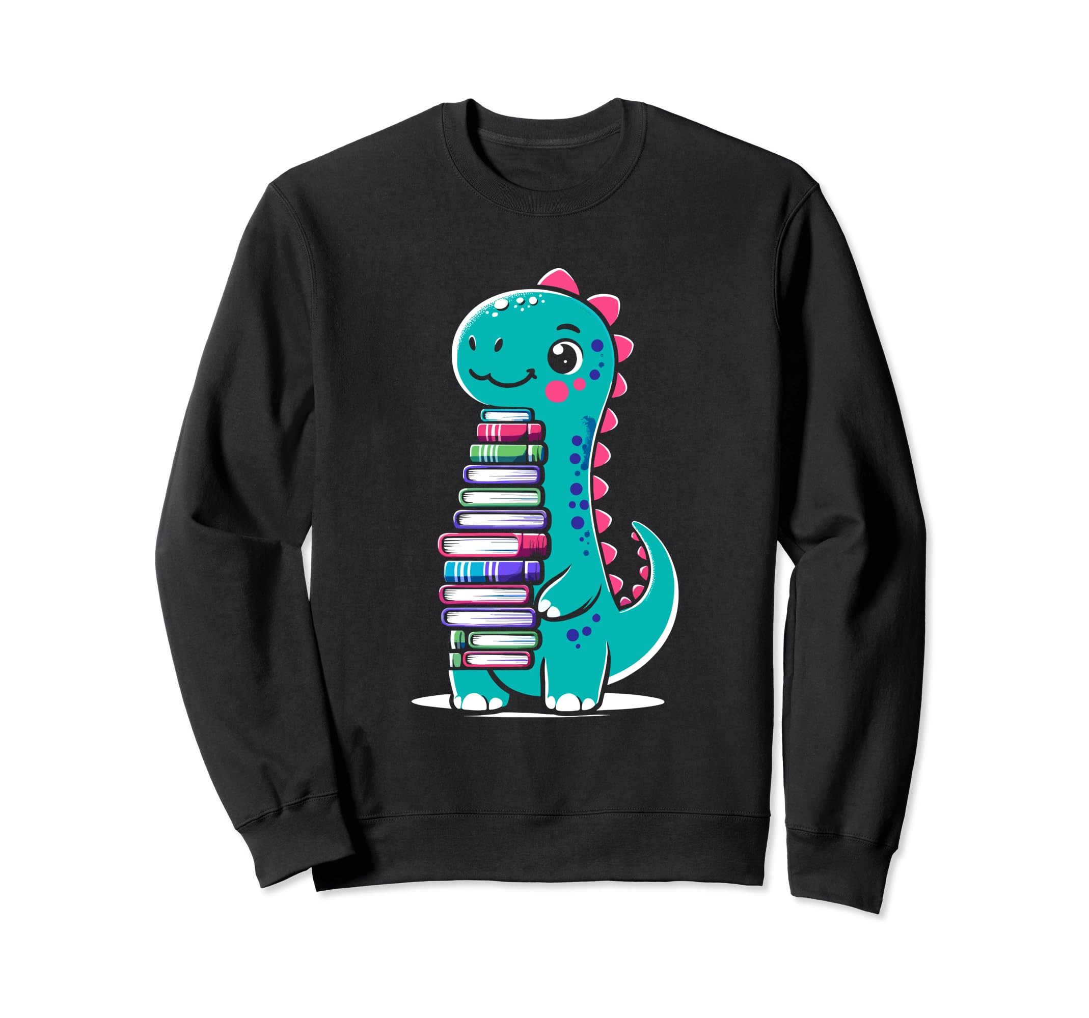 Dinosaur Book Reading Books Bookworm Sweatshirt - Custom Art Print Unisex - T-Shirt, Sweatshirt, Hoodie