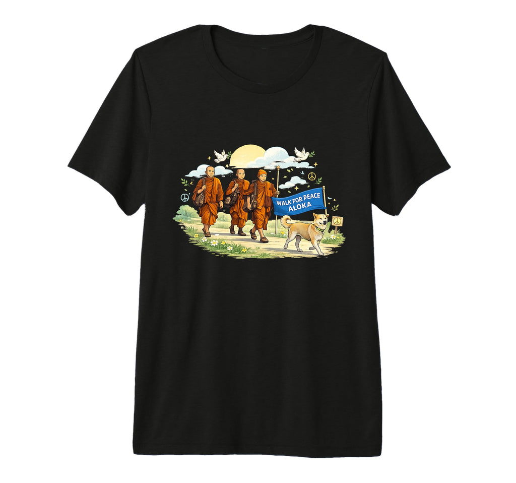 Walk Peace Monks Aloka Dog Tri Blend T-Shirt - Custom Art Print Unisex - T-Shirt, Sweatshirt, Hoodie