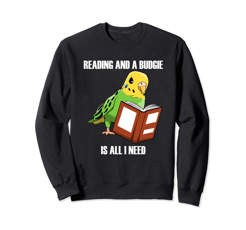 Parakeet Budgie And Reading Books Sweatshirt - Unique Graphic Men Women - T-Shirt, Sweatshirt, Hoodie