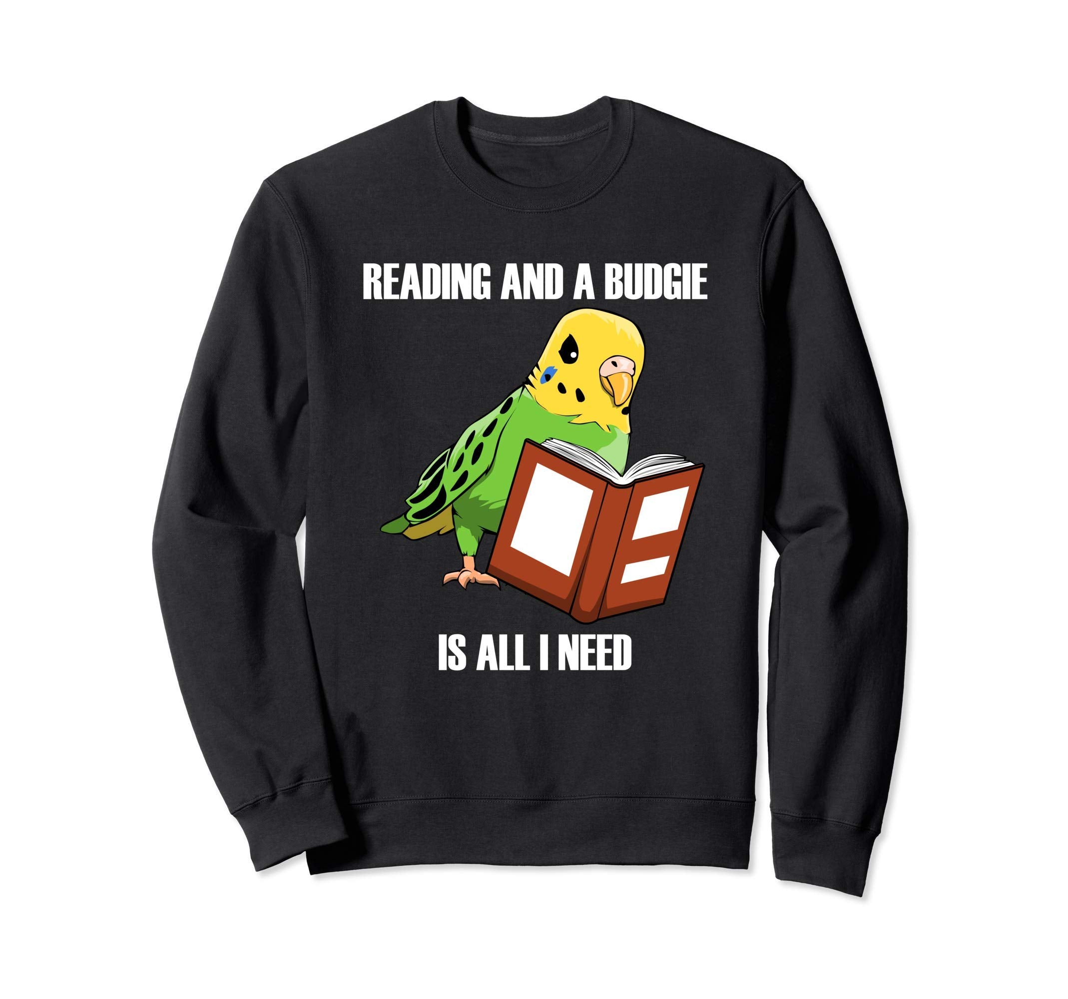 Parakeet Budgie And Reading Books Sweatshirt - Unique Graphic Men Women - T-Shirt, Sweatshirt, Hoodie