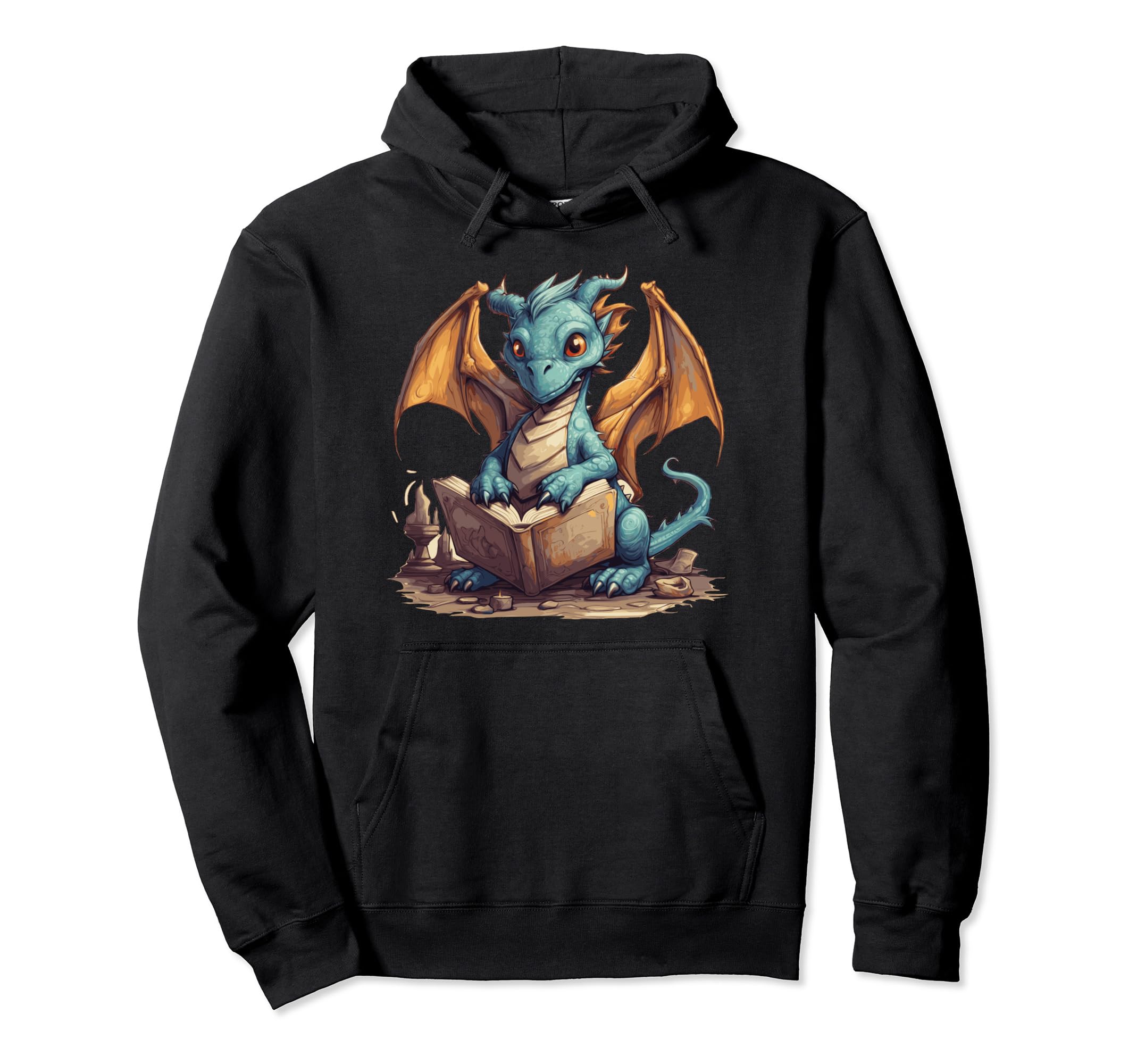 Dragon Reading Book Funny Hoodie - Aesthetic Graphic Men Women - T-Shirt, Sweatshirt, Hoodie