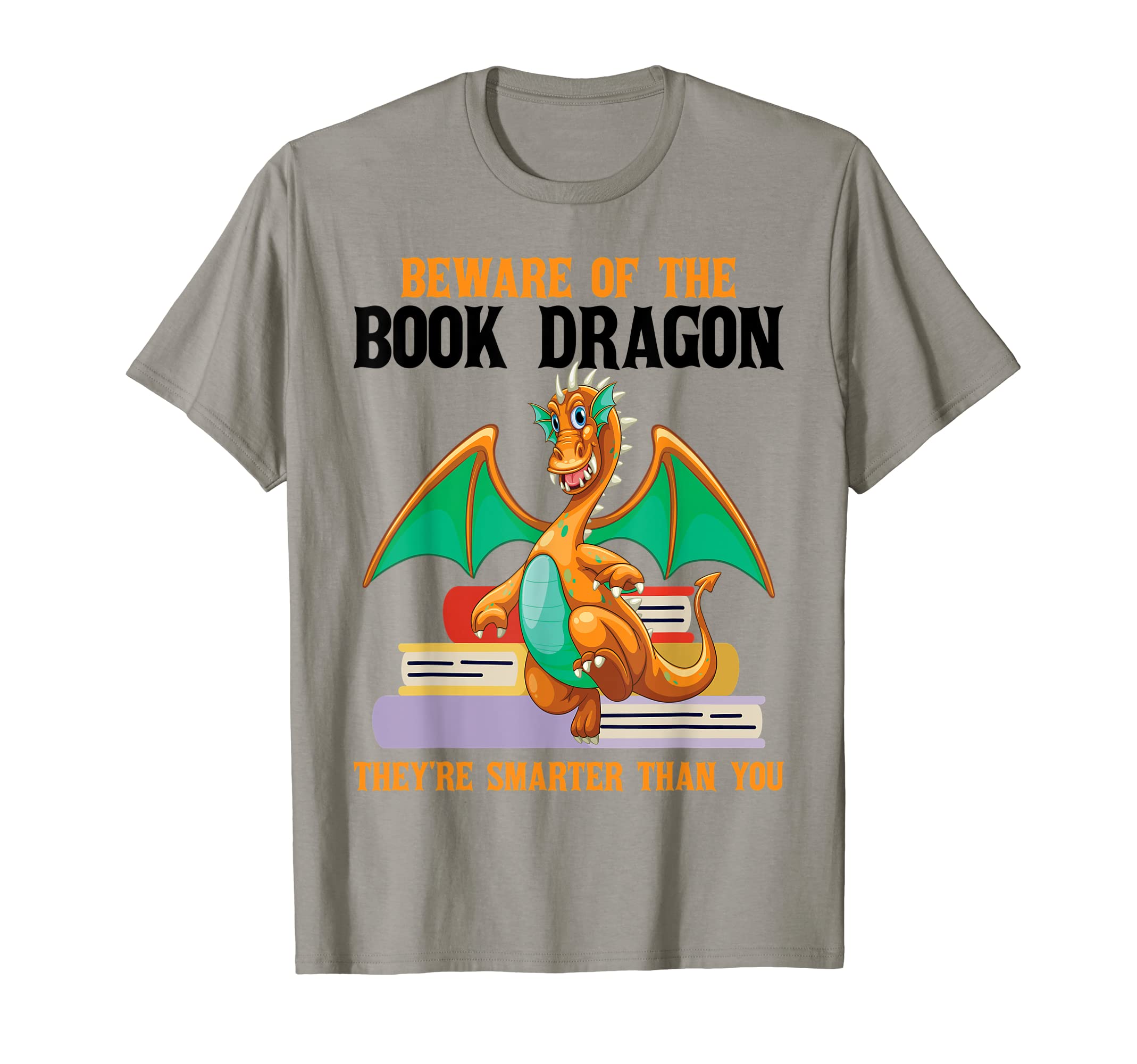 Beware Book Dragon Reading Book T-Shirt - Fun Novelty Design Unisex - T-Shirt, Sweatshirt, Hoodie