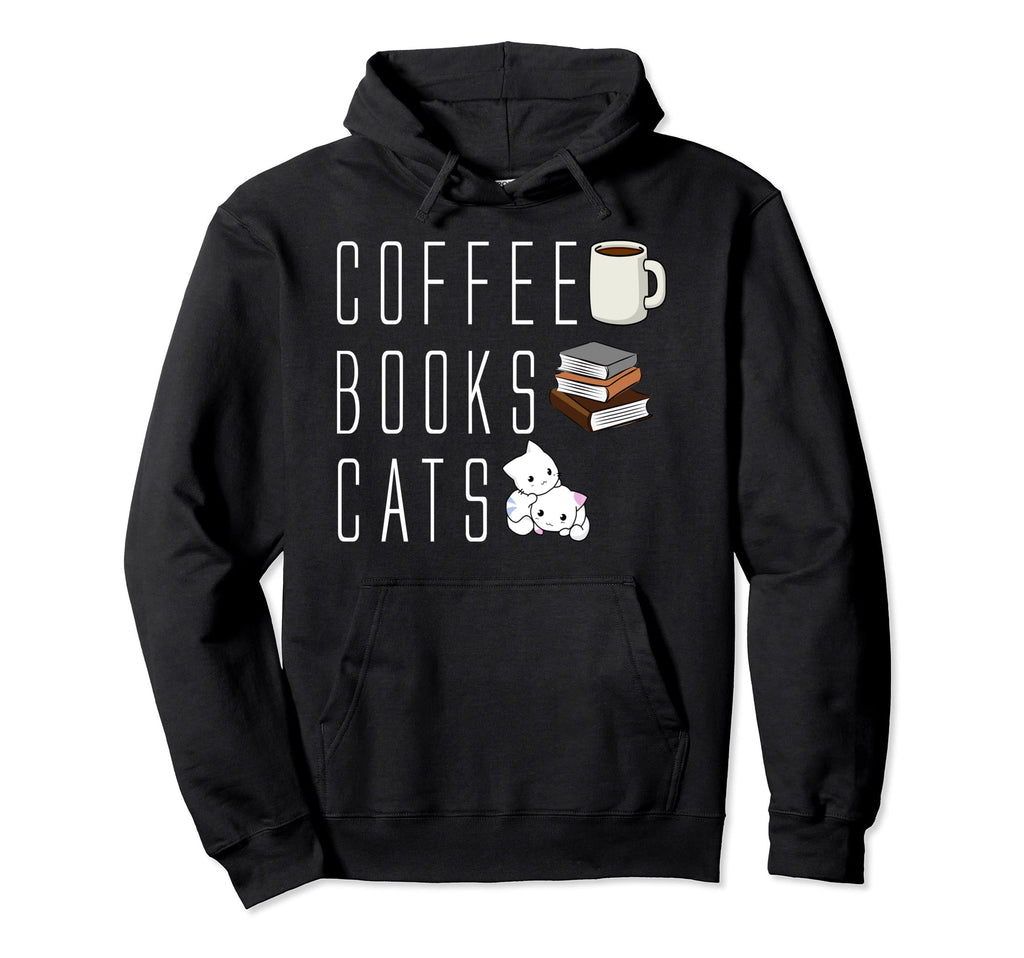 Coffee Books Cats Bookworm Librarian Hoodie - Unique Graphic for Adults - T-Shirt, Sweatshirt, Hoodie