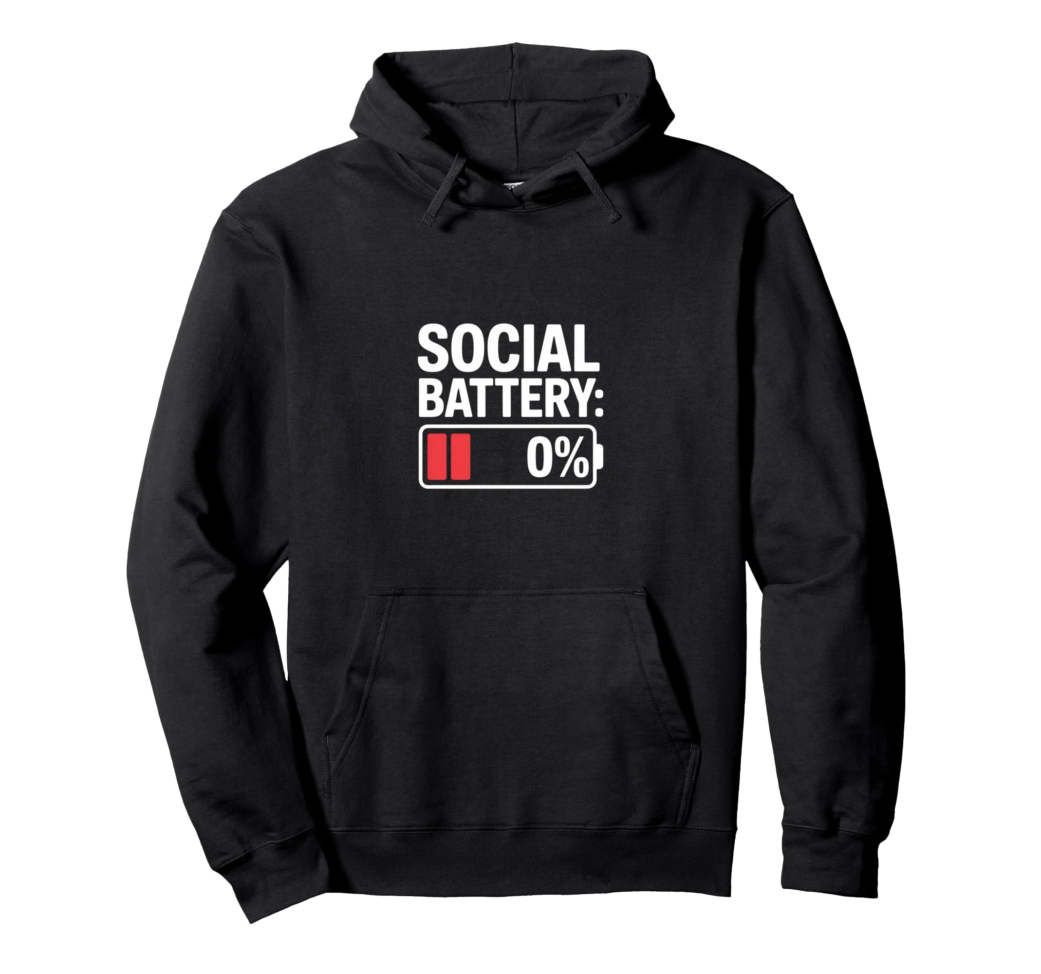Social Battery 0 Percent Introvert Hoodie - Streetwear Style for Adults - T-Shirt, Sweatshirt, Hoodie