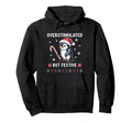 Overstimulated But Festive Penguin Hoodie - Fun Novelty Design Men Women - T-Shirt, Sweatshirt, Hoodie