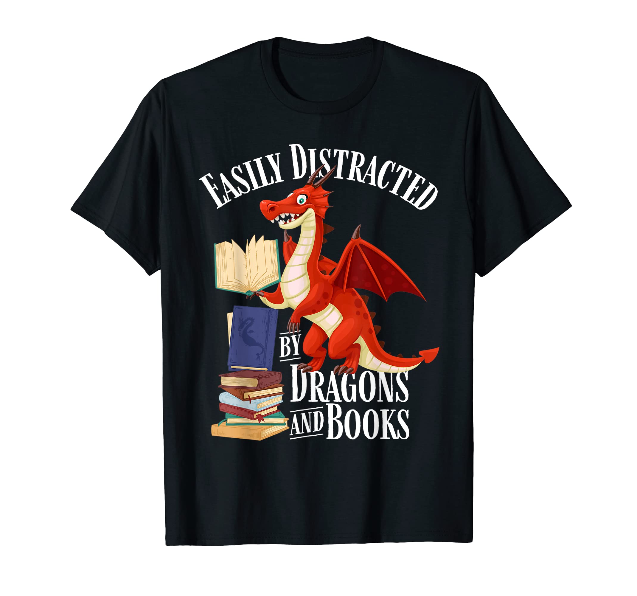Easily Distracted Dragons And Books Dragons T-Shirt - Trendy Graphic Unisex - T-Shirt, Sweatshirt, Hoodie