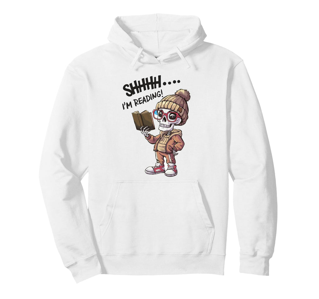 Bookworm Skeleton Reading Book Hoodie - Casual Everyday Wear Unisex - T-Shirt, Sweatshirt, Hoodie