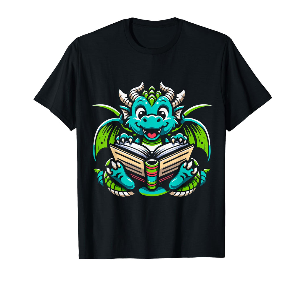 Dragon Reading Book Dragon Enthusiast T-Shirt - Minimalist Print Unisex - T-Shirt, Sweatshirt, Hoodie
