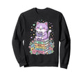 Kawaii Cat Reading Books Flowers Sweatshirt - Custom Art Print for Adults - T-Shirt, Sweatshirt, Hoodie