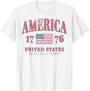 Retro 4th of July America Shirt Patriotic Aesthetic USA Tee T-Shirt Unisex T-shirt, Sweatshirt, Hoodie, Long Sleeve Tee - T-Shirt, Sweatshirt, Hoodie
