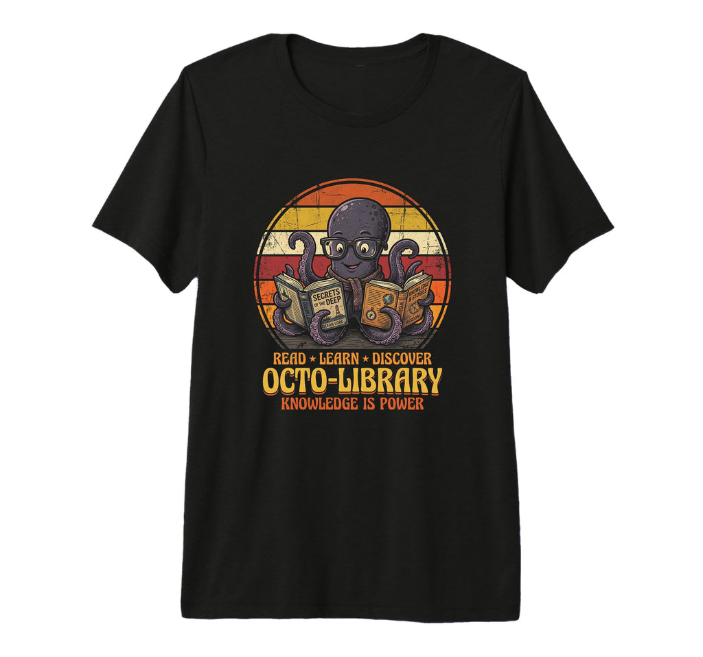 Octo Library Octopus Bookworm T-Shirt - Fun Novelty Design for Adults - T-Shirt, Sweatshirt, Hoodie