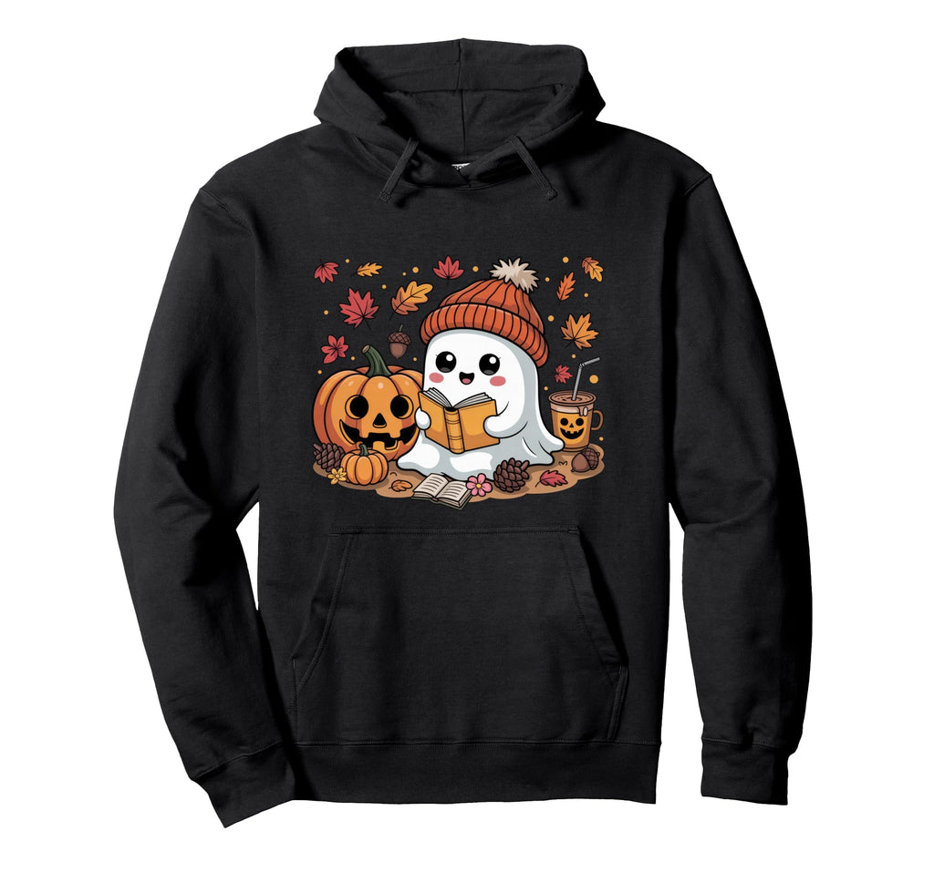 Ghost Reading Book Lovers Hoodie - Casual Everyday Wear Men Women - T-Shirt, Sweatshirt, Hoodie