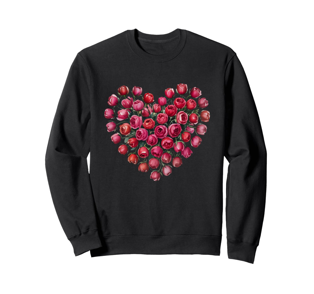 Watercolor Heart Rosebud Floral Sweatshirt - Novelty Apparel for Adults - T-Shirt, Sweatshirt, Hoodie