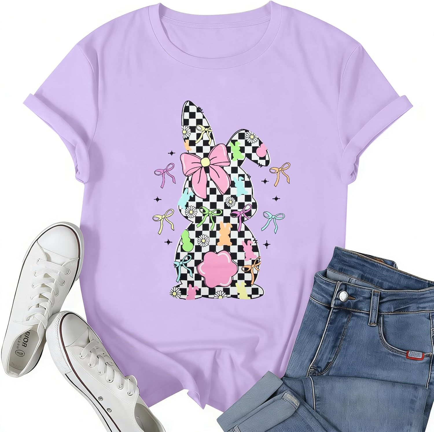Funny Easter Shirt Women Chillin with My Peeps T-Shirt Happy Bunny Tee Rabbit Graphic Tee Top - T-Shirt, Sweatshirt, Hoodie