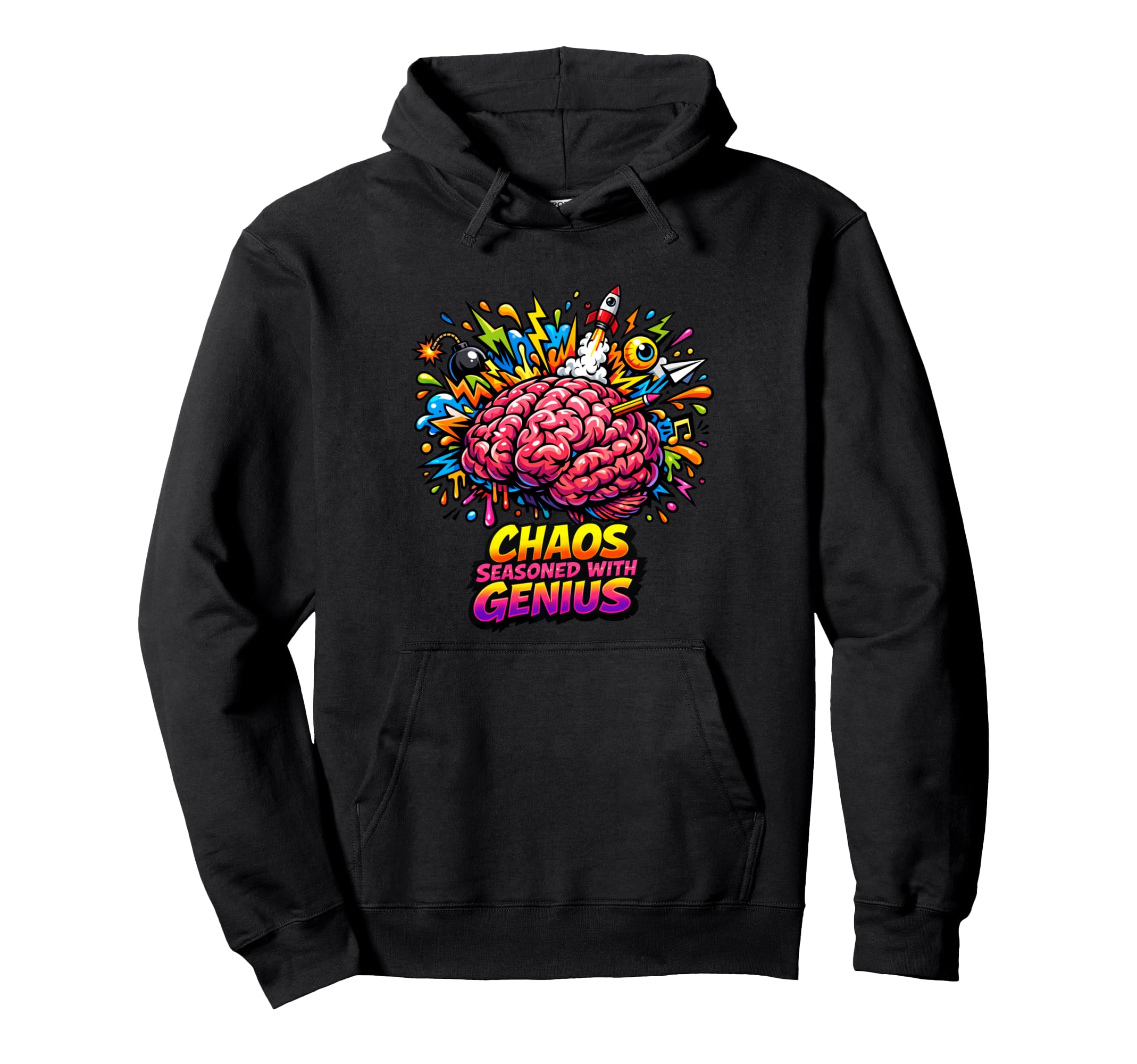 Chaos Seasoned Genius Adhd Creative Hoodie - Aesthetic Graphic for Adults - T-Shirt, Sweatshirt, Hoodie