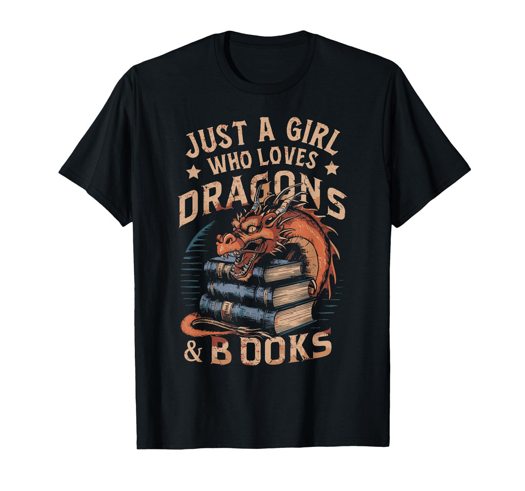 Just Who Loves Dragons Books Dragon And T-Shirt - Minimalist Print Unisex - T-Shirt, Sweatshirt, Hoodie