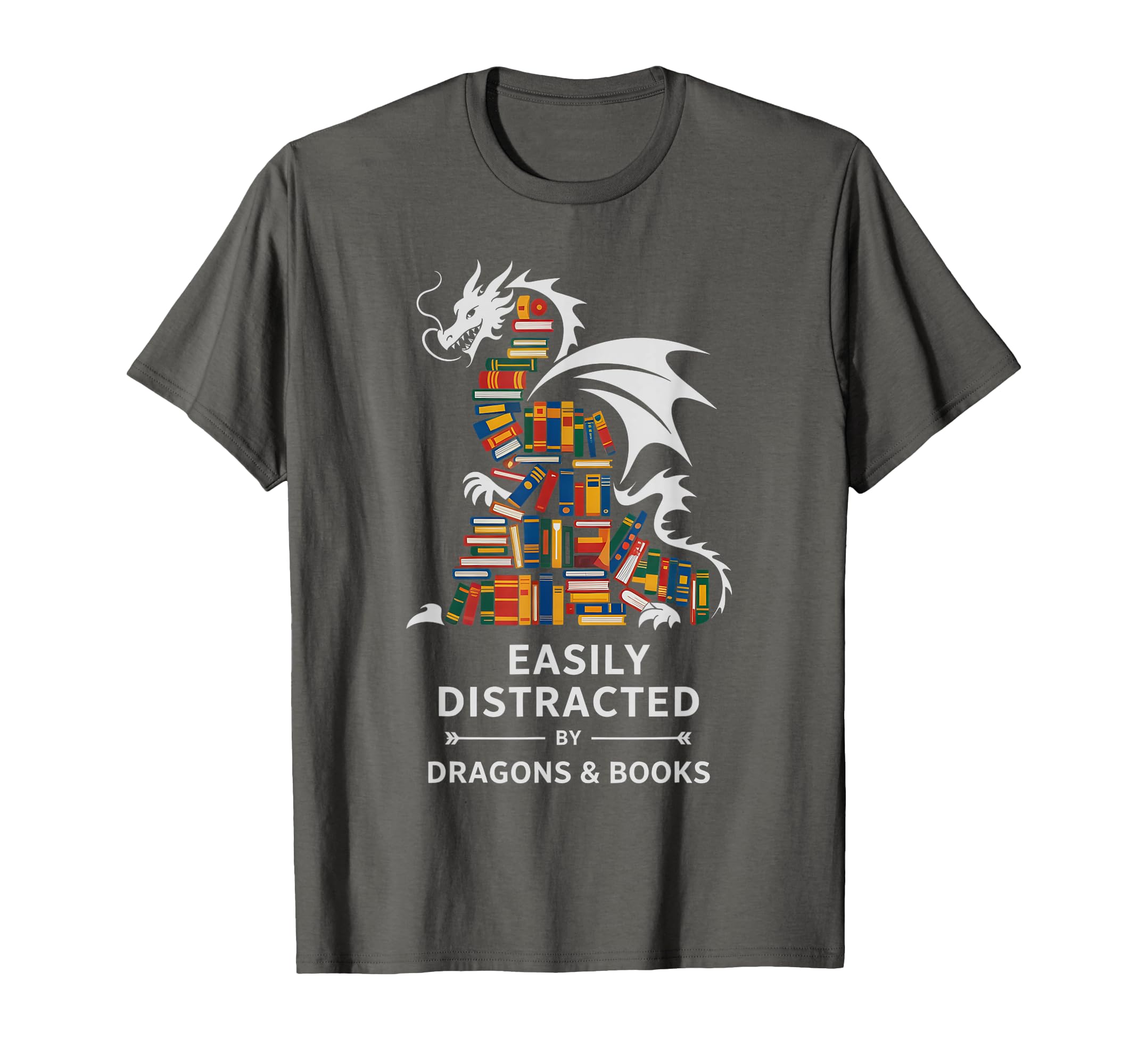 Easily Distracted Dragons Books Reading T-Shirt - Aesthetic Graphic Unisex - T-Shirt, Sweatshirt, Hoodie