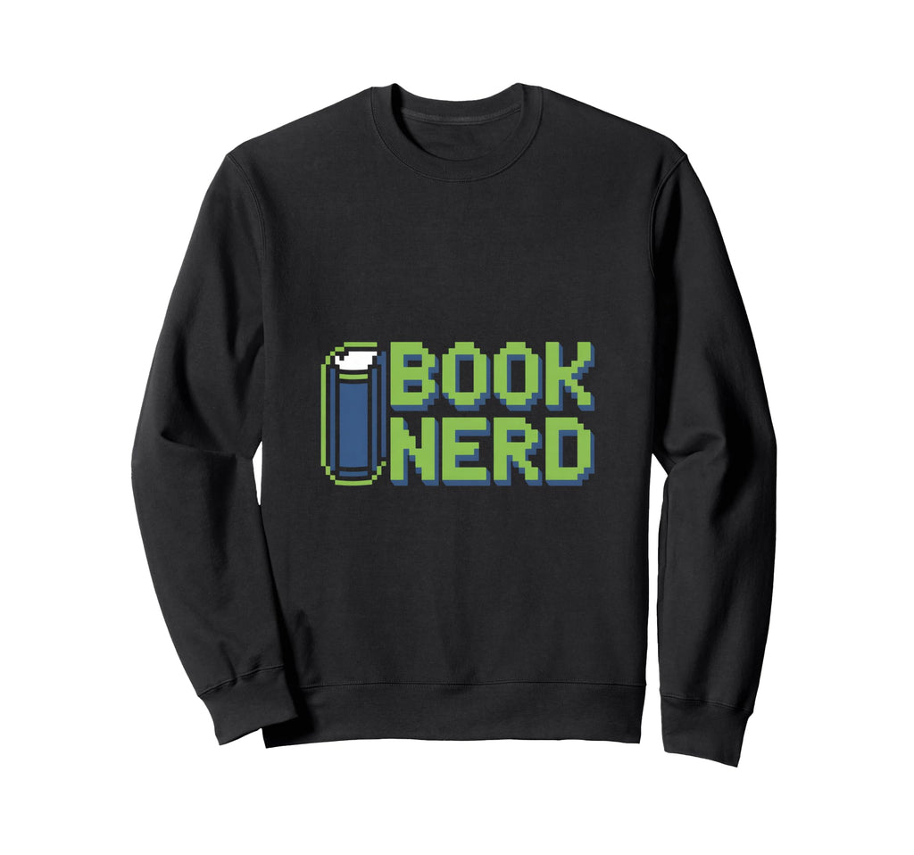 Book Nerd Pixel Reading Bibliophile Sweatshirt - Unique Graphic for Adults - T-Shirt, Sweatshirt, Hoodie