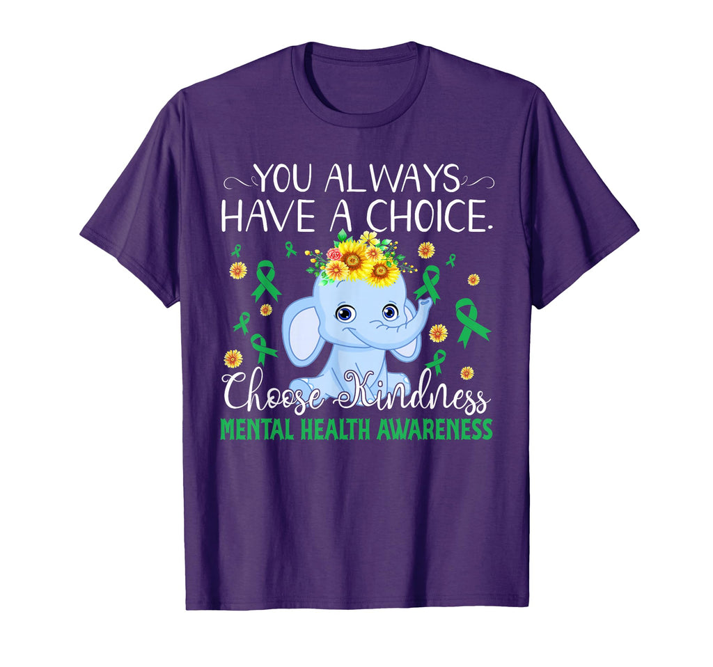 Elephant Choose Kind Mental Health T-Shirt - Custom Art Print for Adults - T-Shirt, Sweatshirt, Hoodie
