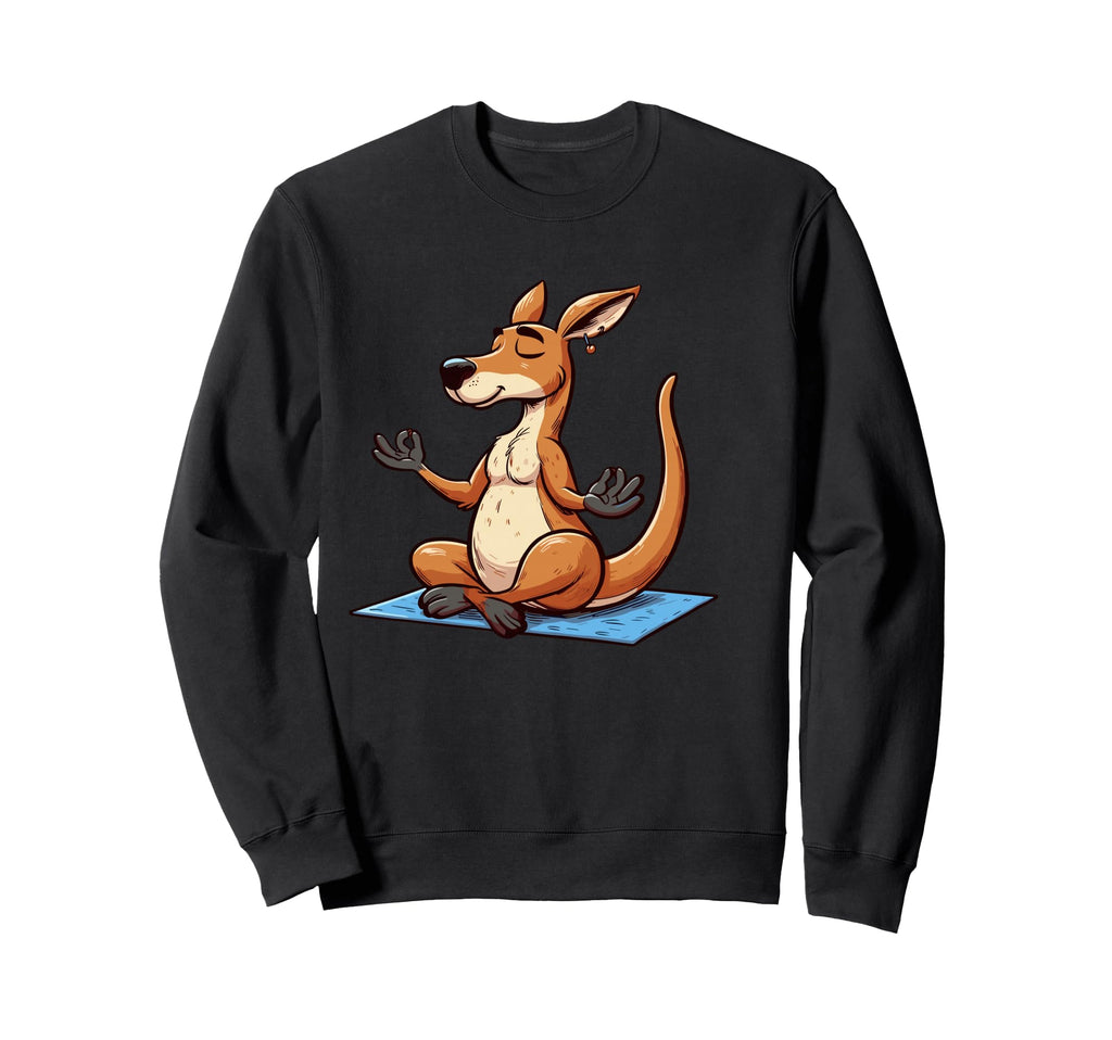 Meditation Kangaroo Yoga Pose Sweatshirt - Minimalist Print for Adults - T-Shirt, Sweatshirt, Hoodie