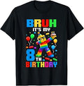 Bruh It's My 8th Birthday Building Brick 8 Years Old Boys T-Shirt Unisex T-shirt, Sweatshirt, Hoodie, Long Sleeve Tee - T-Shirt, Sweatshirt, Hoodie