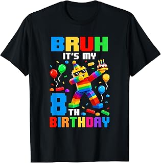 Bruh It's My 8th Birthday Building Brick 8 Years Old Boys T-Shirt Unisex T-shirt, Sweatshirt, Hoodie, Long Sleeve Tee - T-Shirt, Sweatshirt, Hoodie