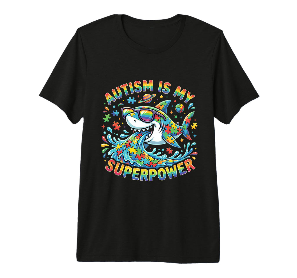 Autism Is My Superpower Shark Puzzle T-Shirt - Minimalist Print Unisex - T-Shirt, Sweatshirt, Hoodie
