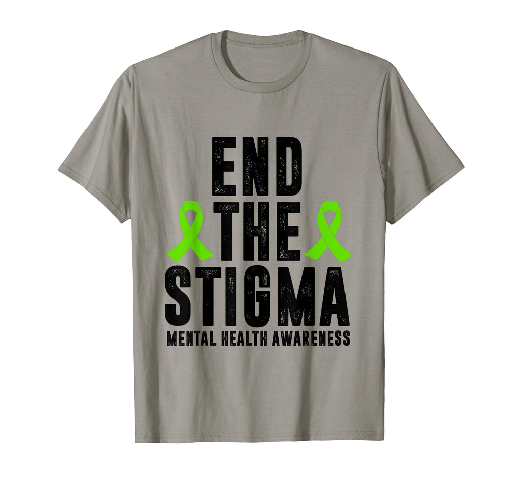 Mental Health Awareness End Stigma Ribbon T-Shirt - Novelty Apparel Unisex - T-Shirt, Sweatshirt, Hoodie