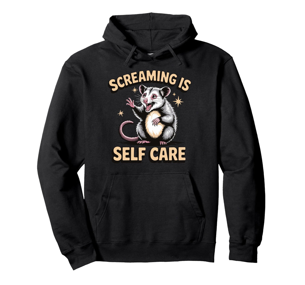 Opossum Therapeutic Screaming Stress Relief Hoodie - Graphic Print Unisex - T-Shirt, Sweatshirt, Hoodie