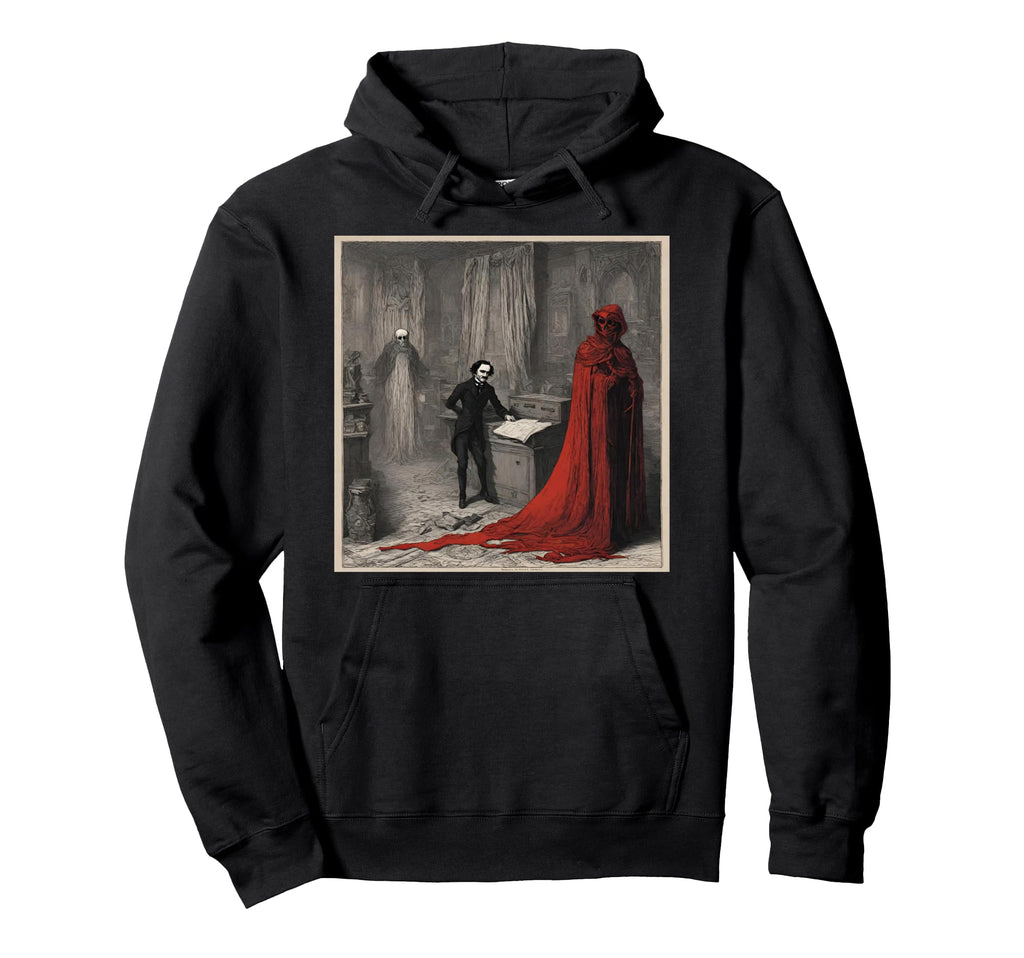 Edgar Allan Poe Mask Red Death Hoodie - Aesthetic Graphic Men Women - T-Shirt, Sweatshirt, Hoodie