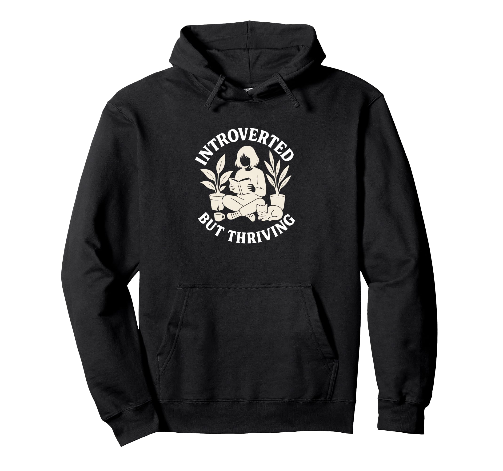 Introverted But Thriving Reading Book Hoodie - Minimalist Print for Adults - T-Shirt, Sweatshirt, Hoodie