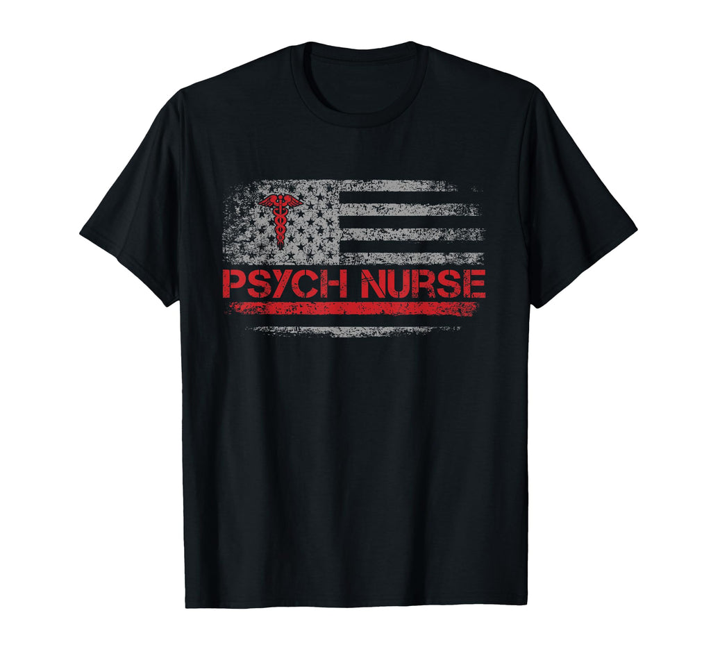 American Flag Psychiatric Nurse Rn T-Shirt - Trendy Graphic for Adults - T-Shirt, Sweatshirt, Hoodie