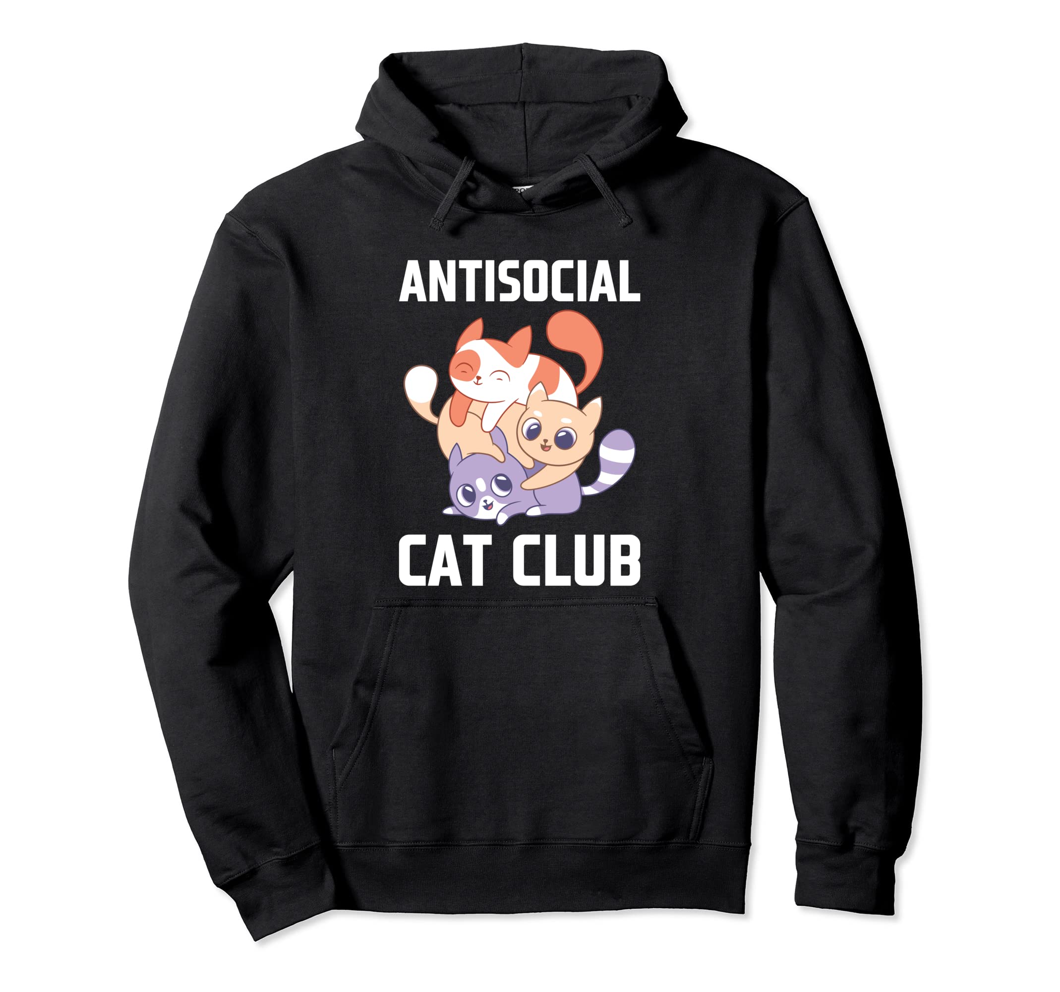 Antisocial Cat Club Introvert Cat Hoodie - Custom Art Print for Adults - T-Shirt, Sweatshirt, Hoodie