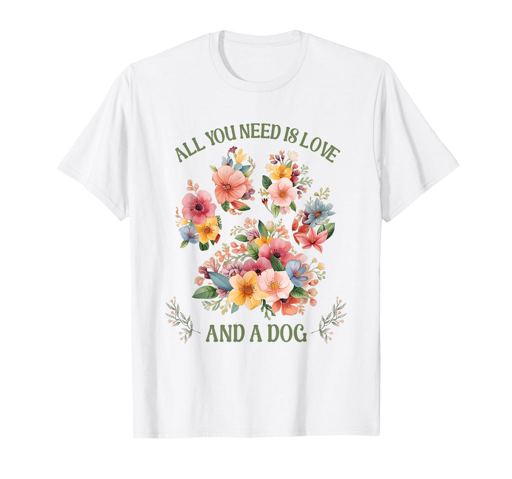 Floral Dog Paw T-Shirt - Casual Everyday Wear for Adults - T-Shirt, Sweatshirt, Hoodie