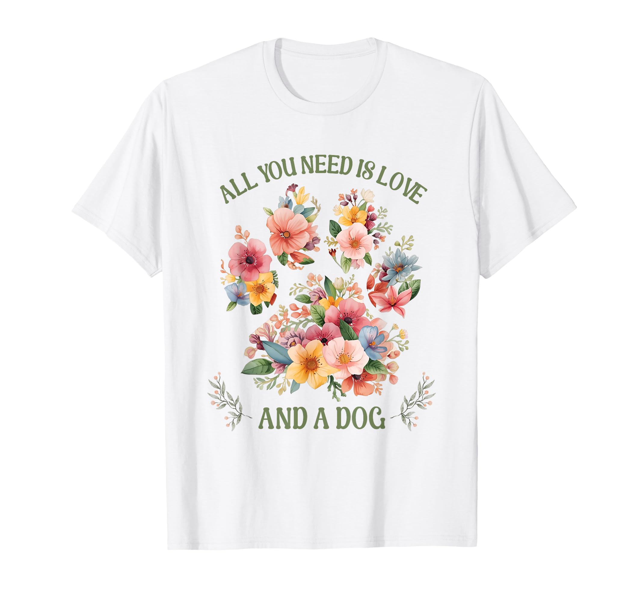 Floral Dog Paw T-Shirt - Casual Everyday Wear for Adults - T-Shirt, Sweatshirt, Hoodie
