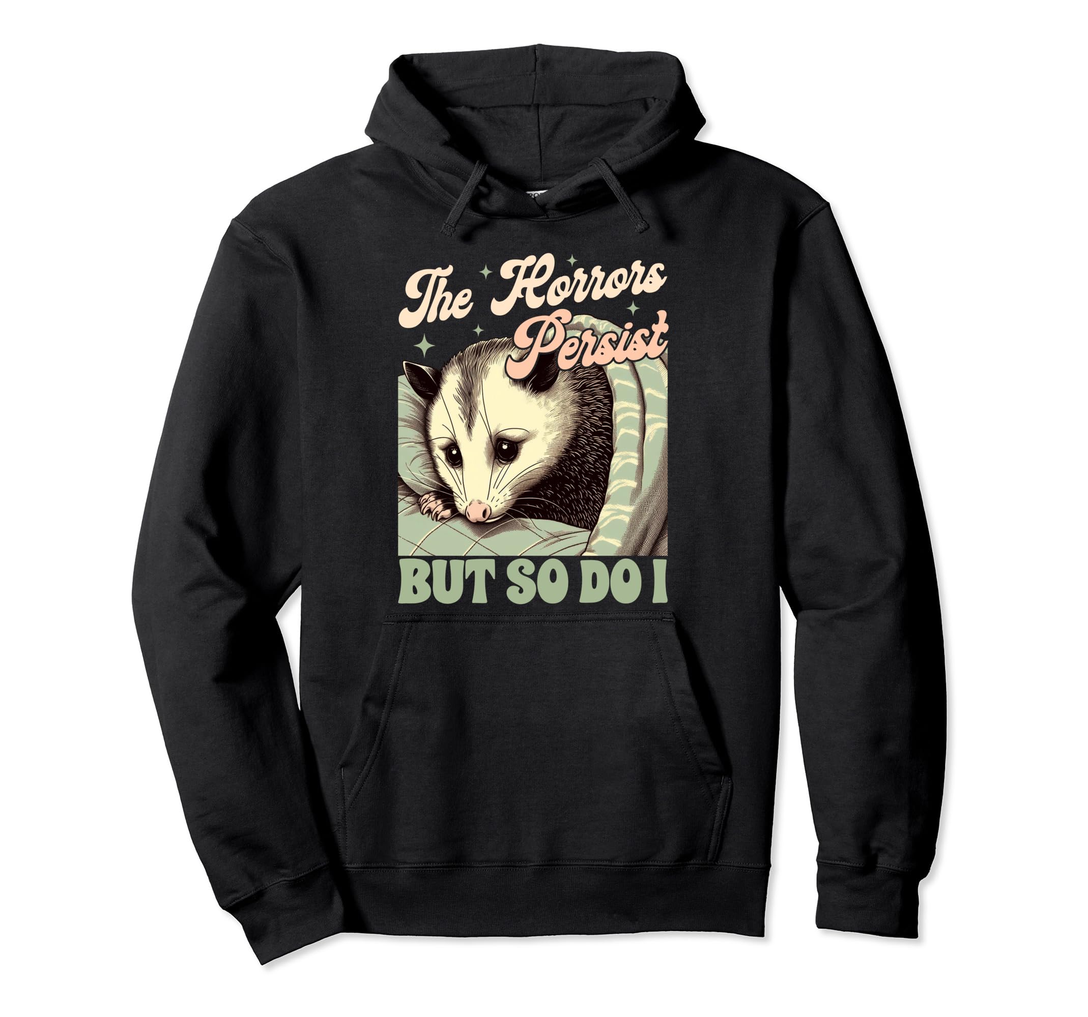 Anxiety Mental Health Opossum Horrors Hoodie - Unique Graphic for Adults - T-Shirt, Sweatshirt, Hoodie