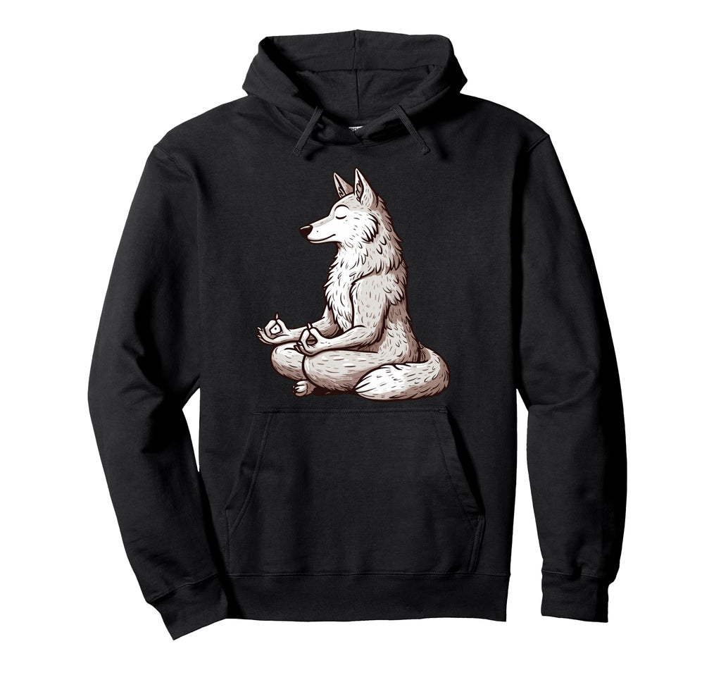 Meditation Wolf Yoga Pose Relaxing Hoodie - Custom Art Print Men Women - T-Shirt, Sweatshirt, Hoodie