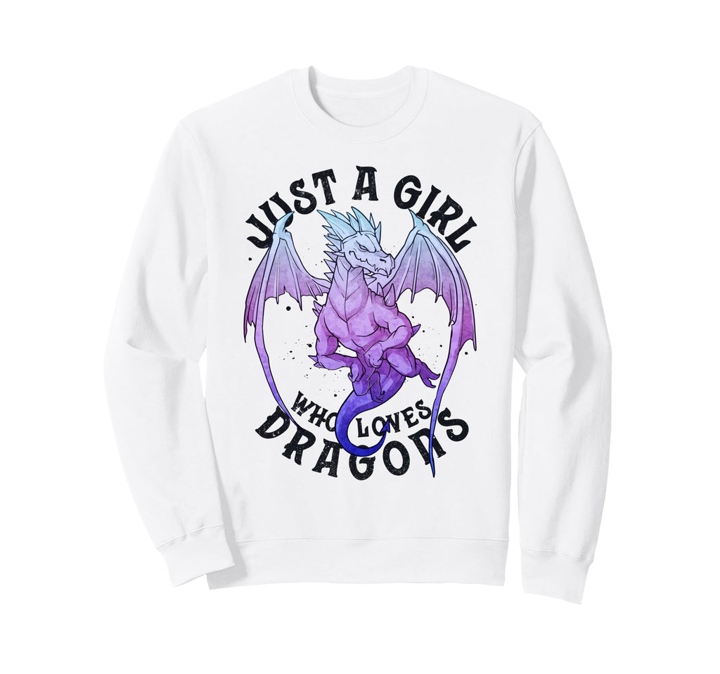 Dragon Just Who Loves Dragons Art Sweatshirt - Novelty Apparel for Adults - T-Shirt, Sweatshirt, Hoodie