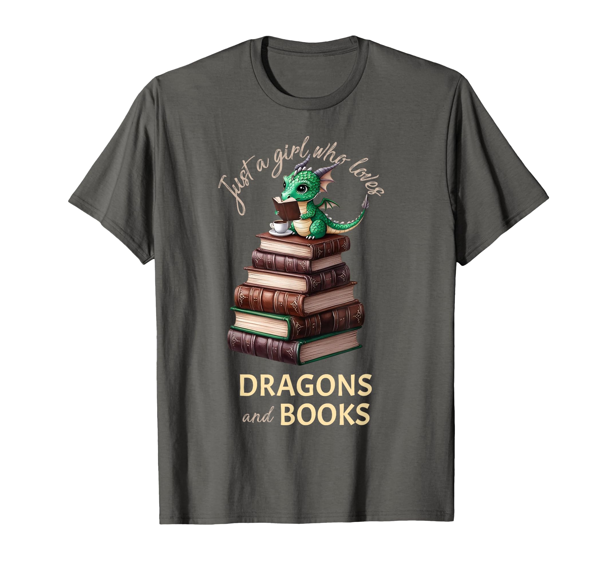 Librarian Bibliophile Dragon Coffee I T-Shirt - Novelty Apparel for Adults - T-Shirt, Sweatshirt, Hoodie