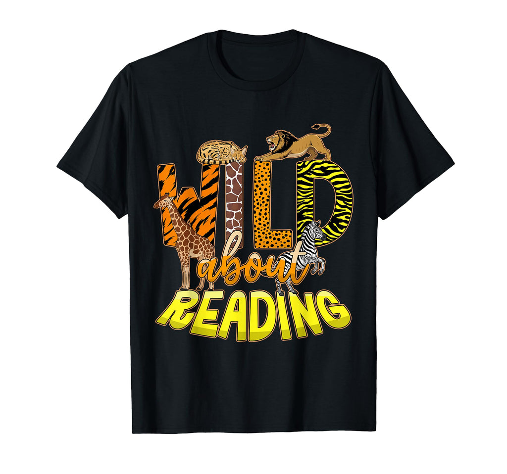 Wild About Reading Books Zoo Animals T-Shirt - Novelty Apparel for Adults - T-Shirt, Sweatshirt, Hoodie