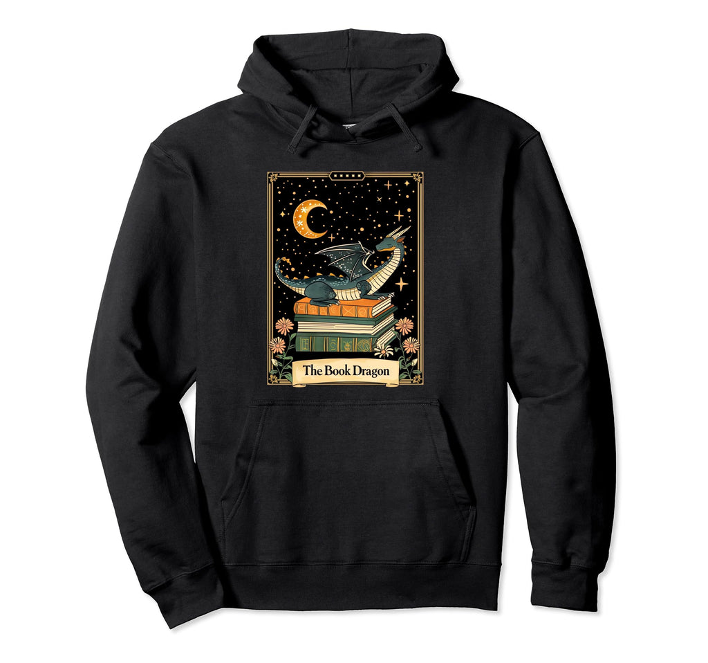 Book Dragon Tarot Card Librarian Hoodie - Minimalist Print Men Women - T-Shirt, Sweatshirt, Hoodie
