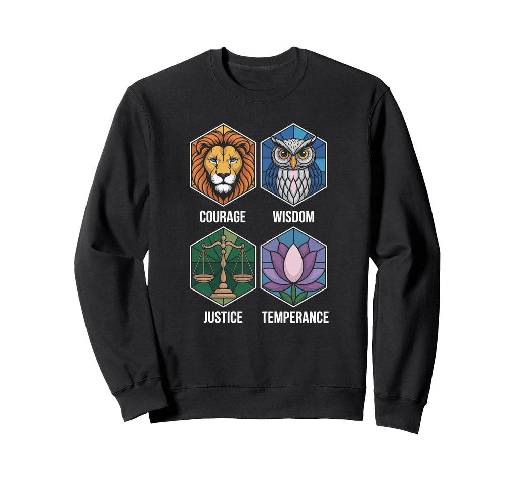 Four Stoic Virtues Daily Sweatshirt - Casual Everyday Wear Unisex - T-Shirt, Sweatshirt, Hoodie