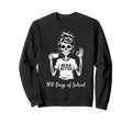 100 Days School Messy Bun Skeleton Sweatshirt - Aesthetic Graphic Unisex - T-Shirt, Sweatshirt, Hoodie
