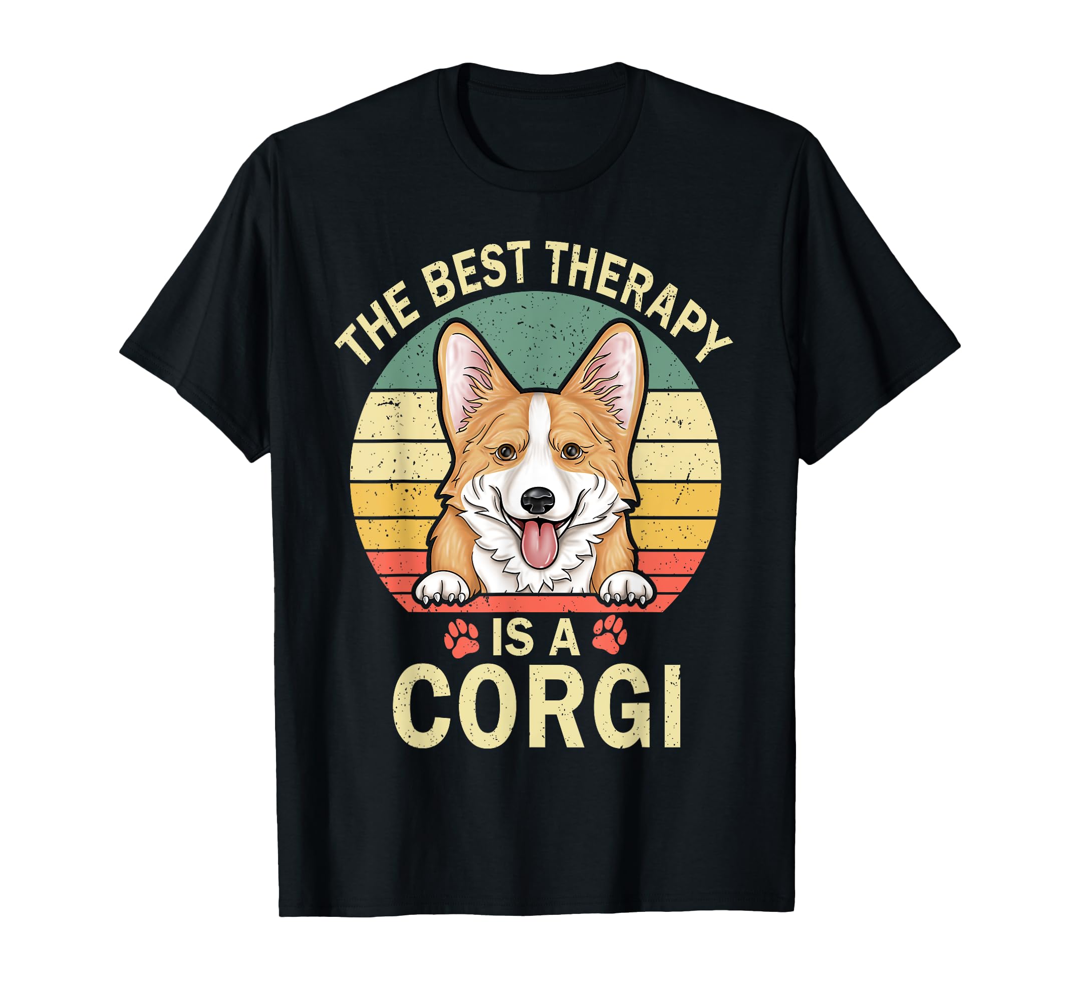 Best Therapy Is Corgi Dad Mom Dog Paw T-Shirt - Unique Graphic for Adults - T-Shirt, Sweatshirt, Hoodie